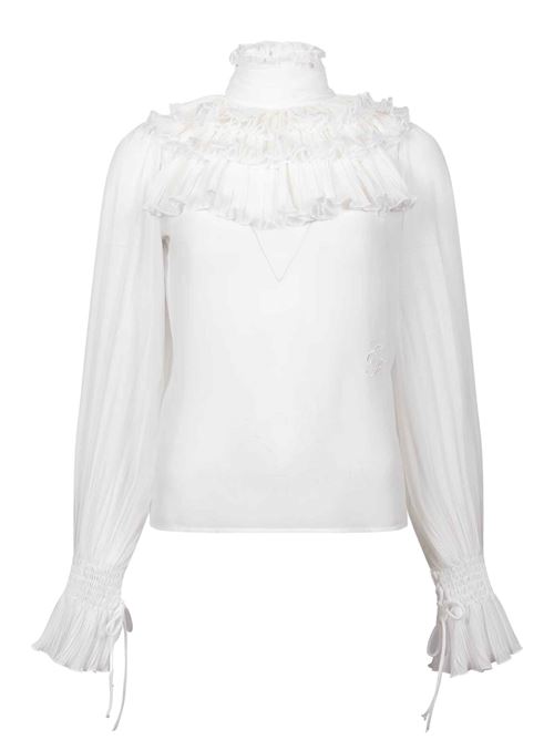 Blusa in georgette con fiocco e volant Elisabetta Franchi | CA17267E2360